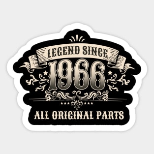 Retro Vintage Birthday Legend since 1966 All Original Parts Sticker